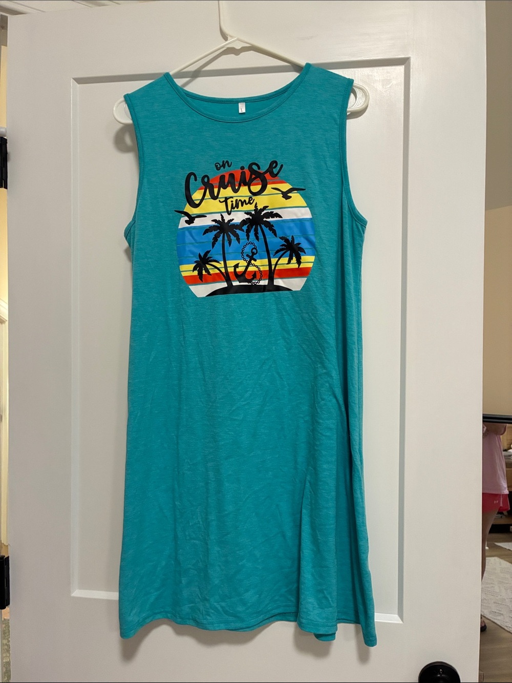 Teal Tropical 'On Cruise Time' Sleeveless Dress/cover up